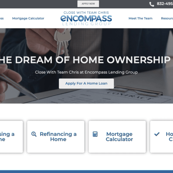 encompass lending group - team chris custom website design
